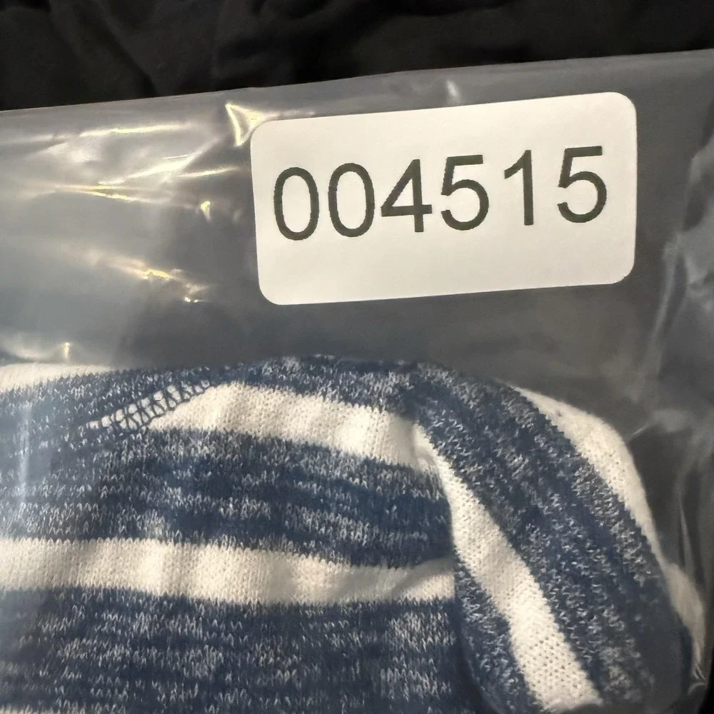 Banana Republic Sweater Womens XS Blue White Stripe Cowl Neck Knit Pullover